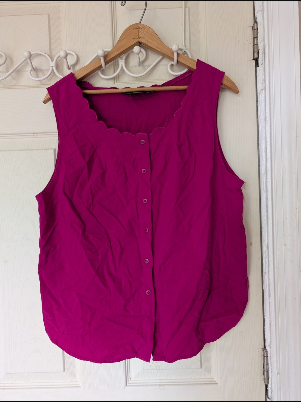 Woolrich Vintage Sleeveless Button-Front Blouse Pink XL